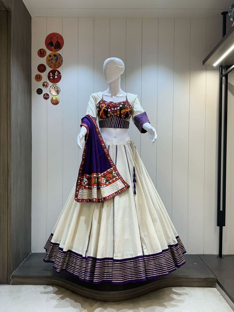 white and purple ready made ch 1748688852 White And Purple Ready Made Chaniya Choli