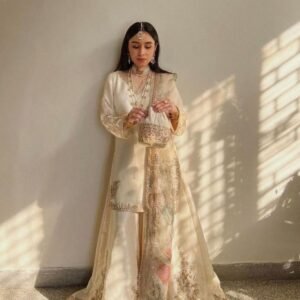 White Designer Sequence And Embroidery Gharara Suits