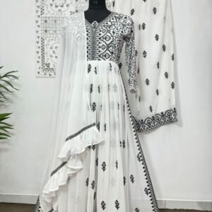 White Faux Georgette Nyra Cut Kurtis