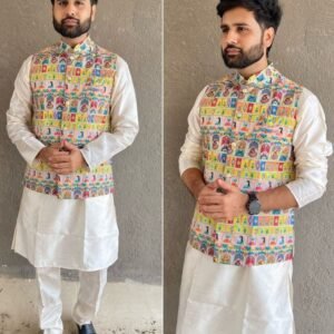 White Function Wear Men Kurta Koti Collection