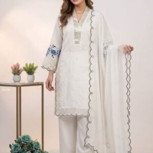 White Pakistani Style Kurta Set