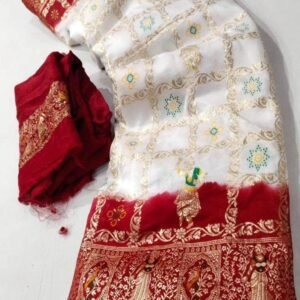 White Wedding Dola Silk Saree