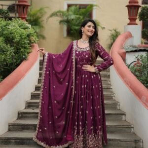 Wine Exclusive Premium Designer Readymade Top Sharara Suits With Fancy Dupatta