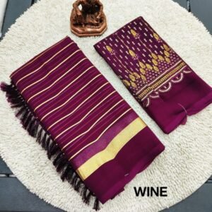 Wine Georgette Foil Print Saree For Ladies