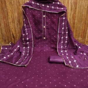Wine Model Chanderi Buti Dress Material