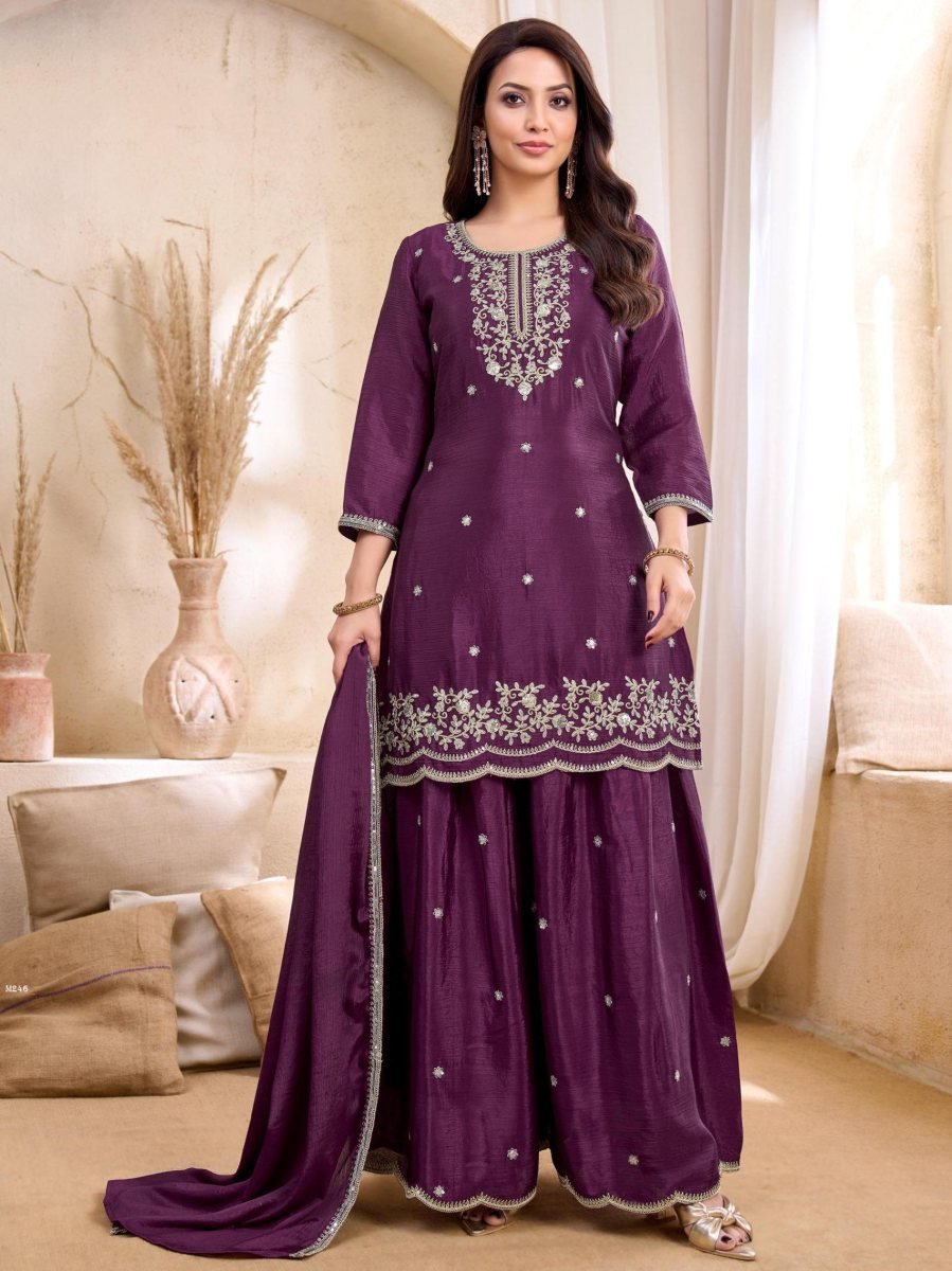 wine premium chinon embroidere 1777714372 Wine Premium Chinon Embroidered Palazzo Suit