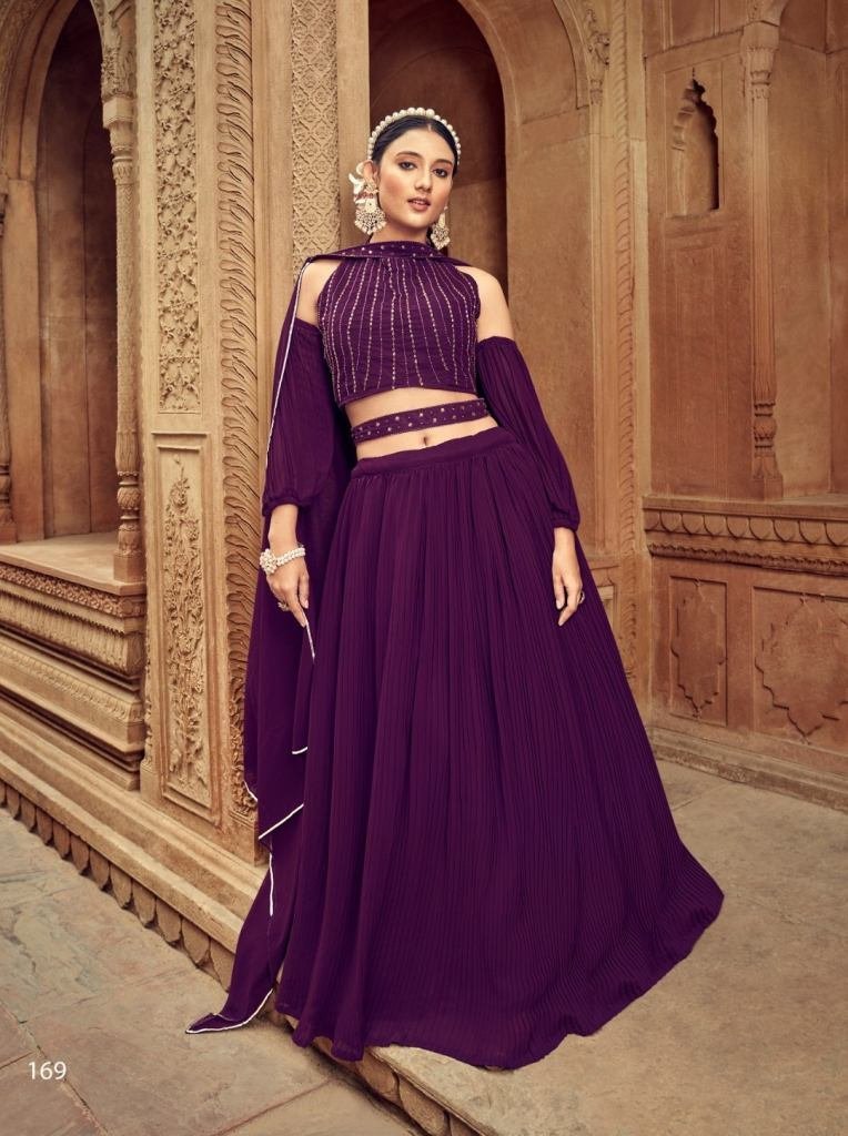 wine pure faux georgette embro 1746723187 Wine Pure Faux Georgette Embroidered Party Wear Wedding Lehenga Choli Nandani Catalogue