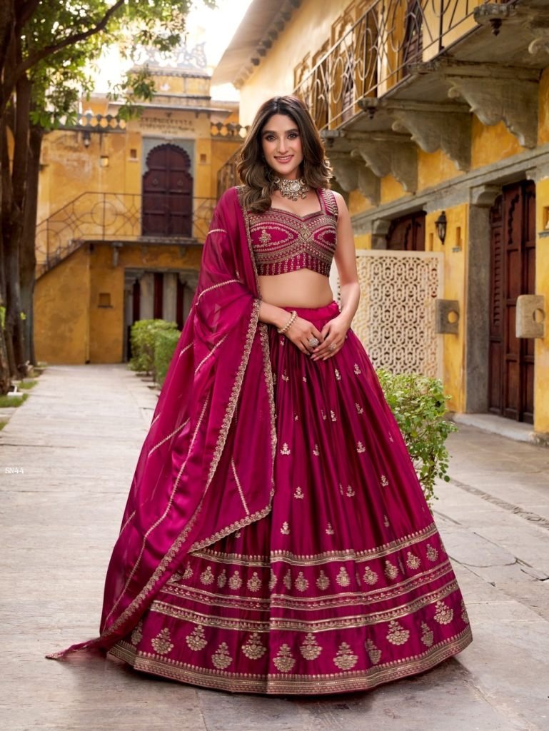 wine rangoli silk lehenga chol 1768471305 Wine Rangoli Silk Lehenga Choli with Sequins And Thread Embroidery