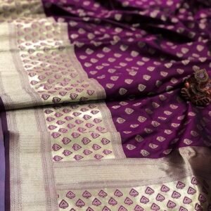 Wine Vani Butta Pure Banarasi Silk Saree