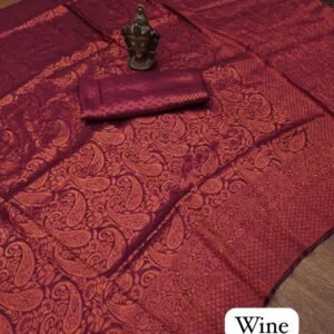 Wine Wedding Kubera Pattu Soft Silk Saree