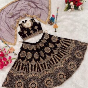 Winter Special 9000 Velvet Two Tone Lehenga For Girls Kids