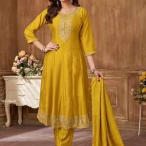Women Anarkali Embroidered Suit With Dupatta