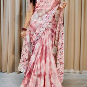 Women Charming Party Wear Burgundy Soft Jimmy Choo Saree