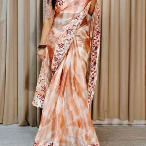 Women Charming Party Wear Orange Soft Jimmy Choo Saree