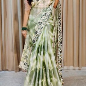 Women Charming Party Wear Pista Soft Jimmy Choo Saree
