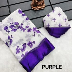 Women Chiffon Purple Saree With Floral Print