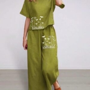 Women Loose Fit Green Co Ord Set For Summer