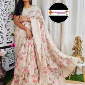 Women Party Wear White Dola Silk Saree