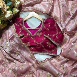 Women Peach Designer Pure Soft Jimmy Choo Silk Sarees
