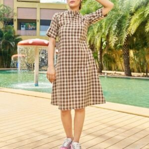 Women Pure cotton Brown Short A line Kurti
