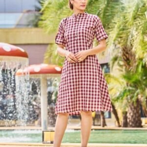 Women Pure cotton Maroon Short Kurti