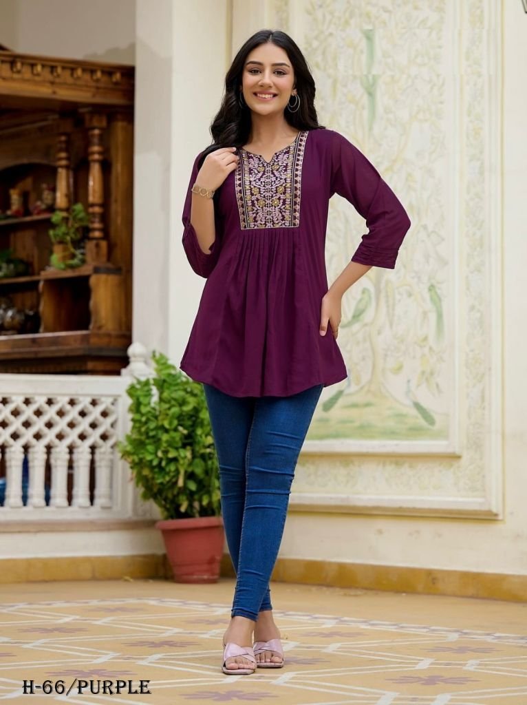 women purple ladies top with e 1724502843 Women Purple ladies Top With Embroidery Work