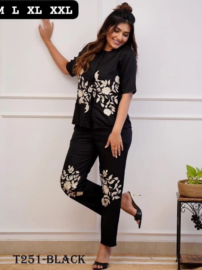 women wear black embroidery wo 1721381855 Women Wear Black Embroidery Work Co Ord Set
