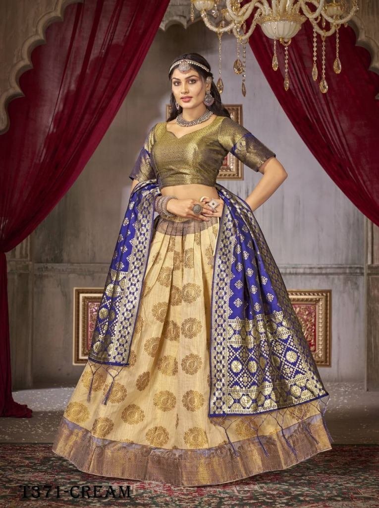 women wear cream jaquard silk 1725450664 Women Wear Cream Jaquard Silk Lehenga Choli