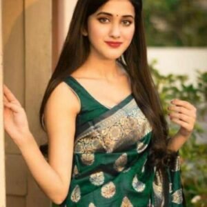 Women Wear Dark Green Soft Lichi Silk Saree For Women