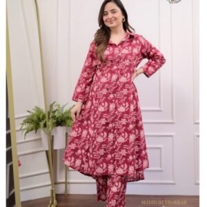 Women Wear Maroon Lilan Cotton Co ord Set