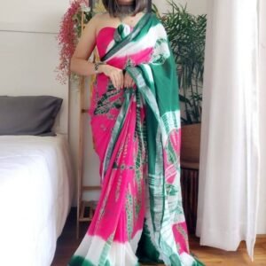 Women Wear Multi Color Shibori Saree With Blouse