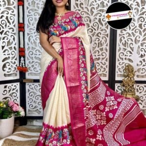 Women Wear Off White Dola Silk Saree
