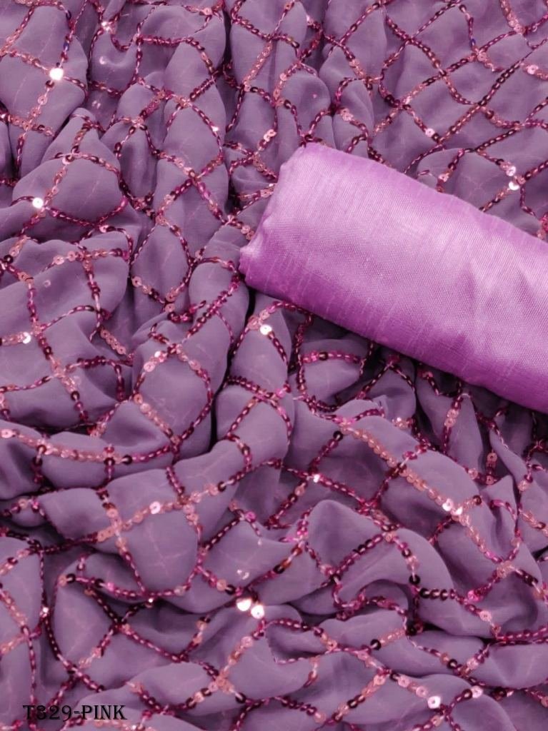 women wear pink georgette embr 1723876542 Women Wear Pink Georgette Sequence Embroidery Work Saree
