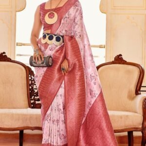 Women Wear Pink Soft Silk Saree With Weaving Work