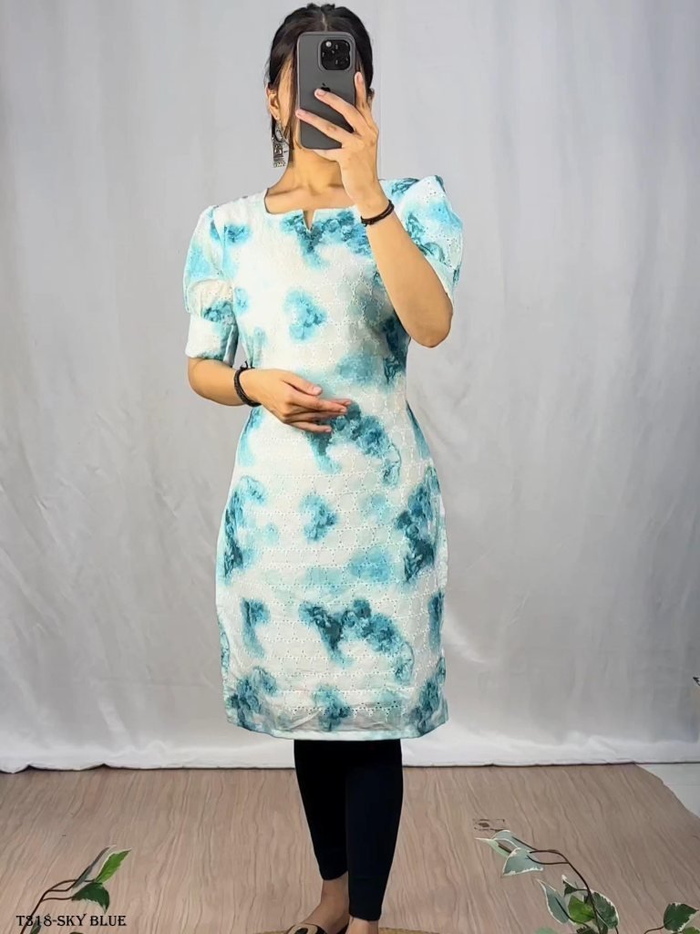 women wear sky blue hakoba shi 1723712787 Women Wear Sky Blue Hakoba Shibori Print Kurti