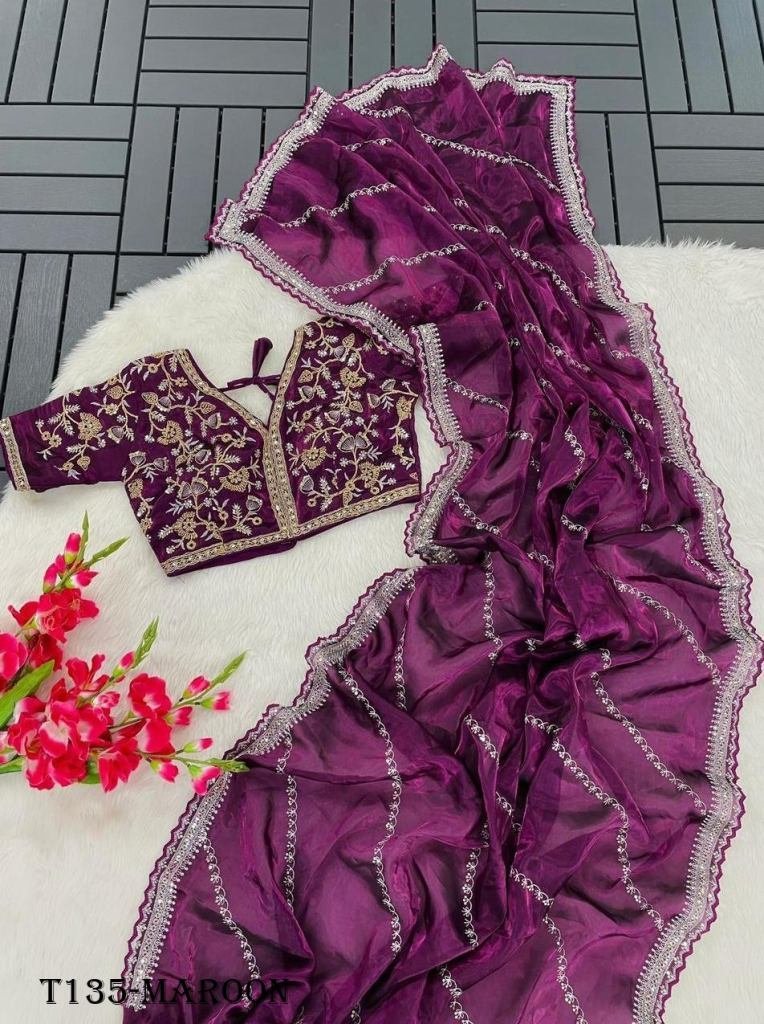 womens wear maroon pure soft z 1719319854 Womens Wear Maroon Pure Soft Jimmy Choo Silk Saree