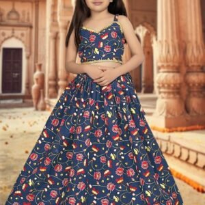Yaana vol 1 By Aayaa Blue Striped Blouse with lehenga for Kids Girls 103