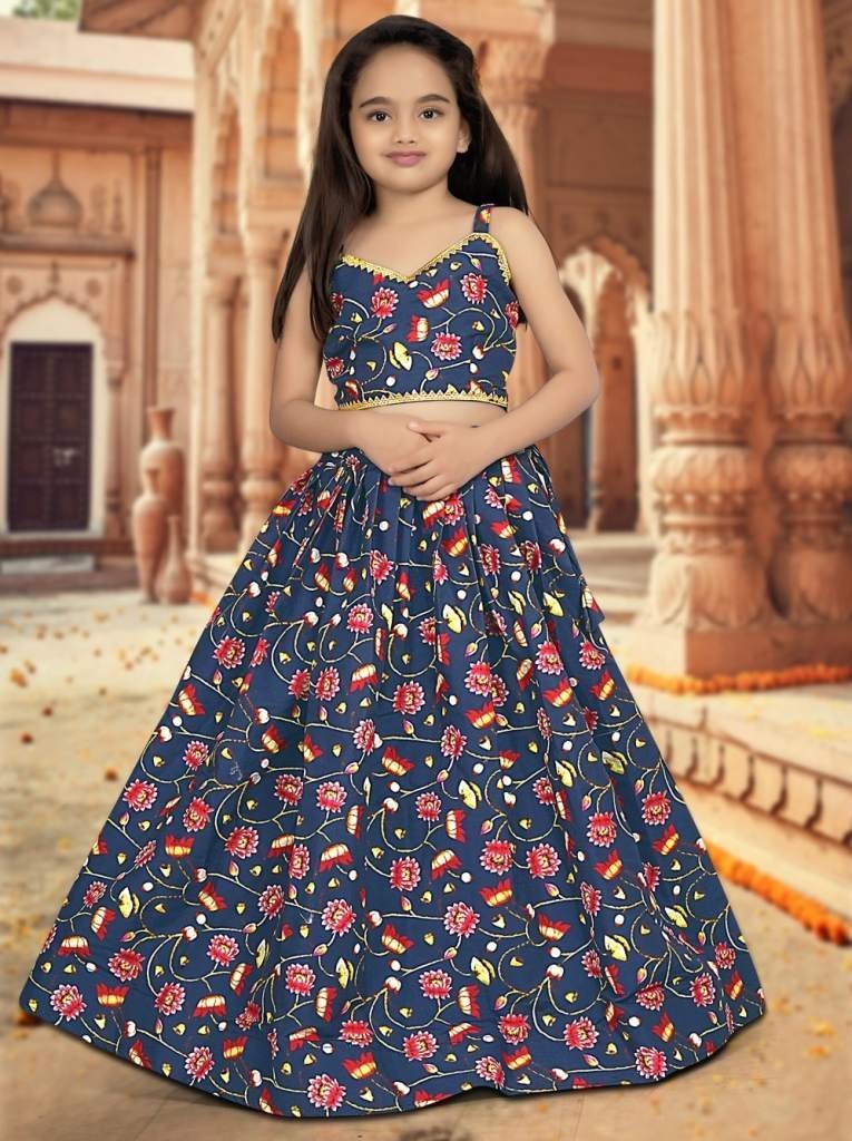 yaana vol 1 by aayaa blue stri 1712981968 Yaana vol 1 By Aayaa Blue Striped Blouse with lehenga for Kids Girls 103