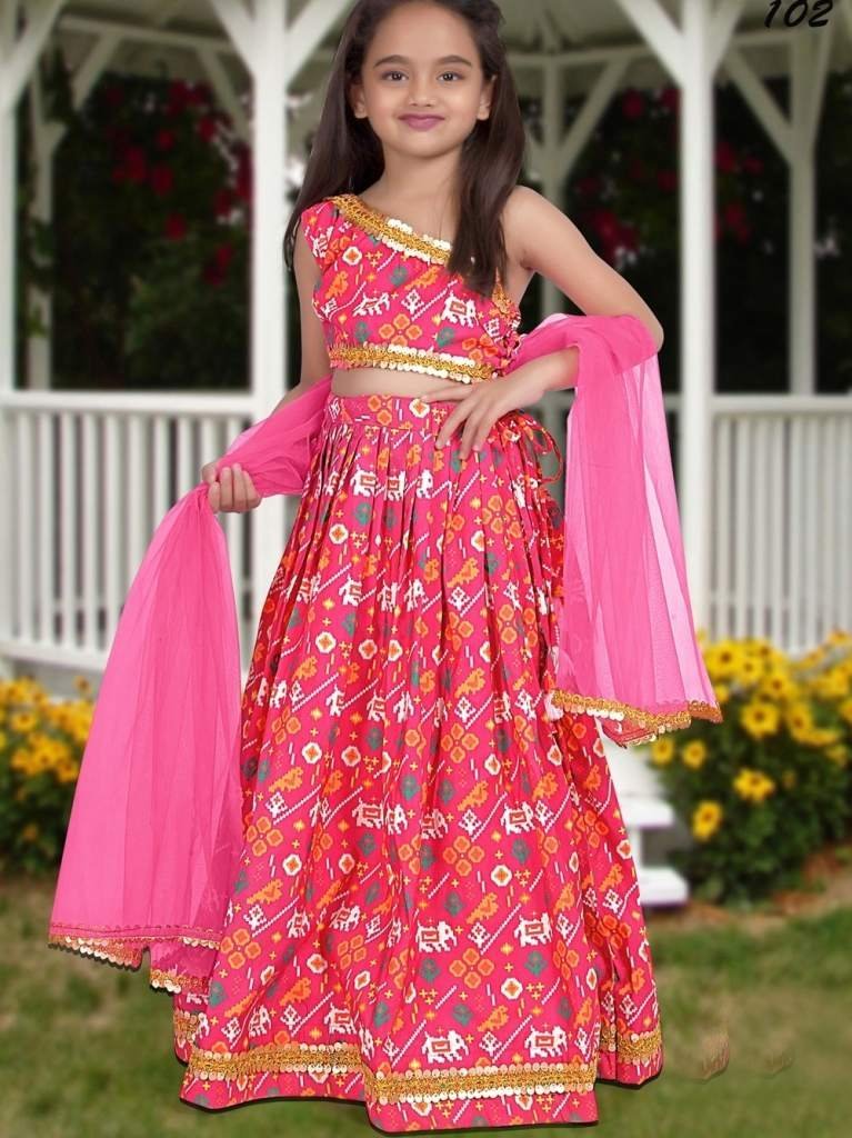 yaana vol 1 by aayaa pink one 1712981776 Yaana vol 1 By Aayaa Pink One Shoulder Top with Patola lehenga for Kids Girls 102
