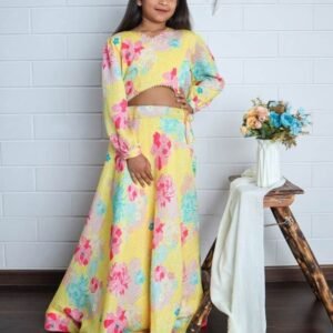 Yaana vol 2 By Aayaa Light Yellow Floral Digital Print Kids lehenga Choli 201