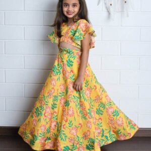 Yaana vol 2 By Aayaa Yellow Floral Digital Print Kids lehenga Choli 203