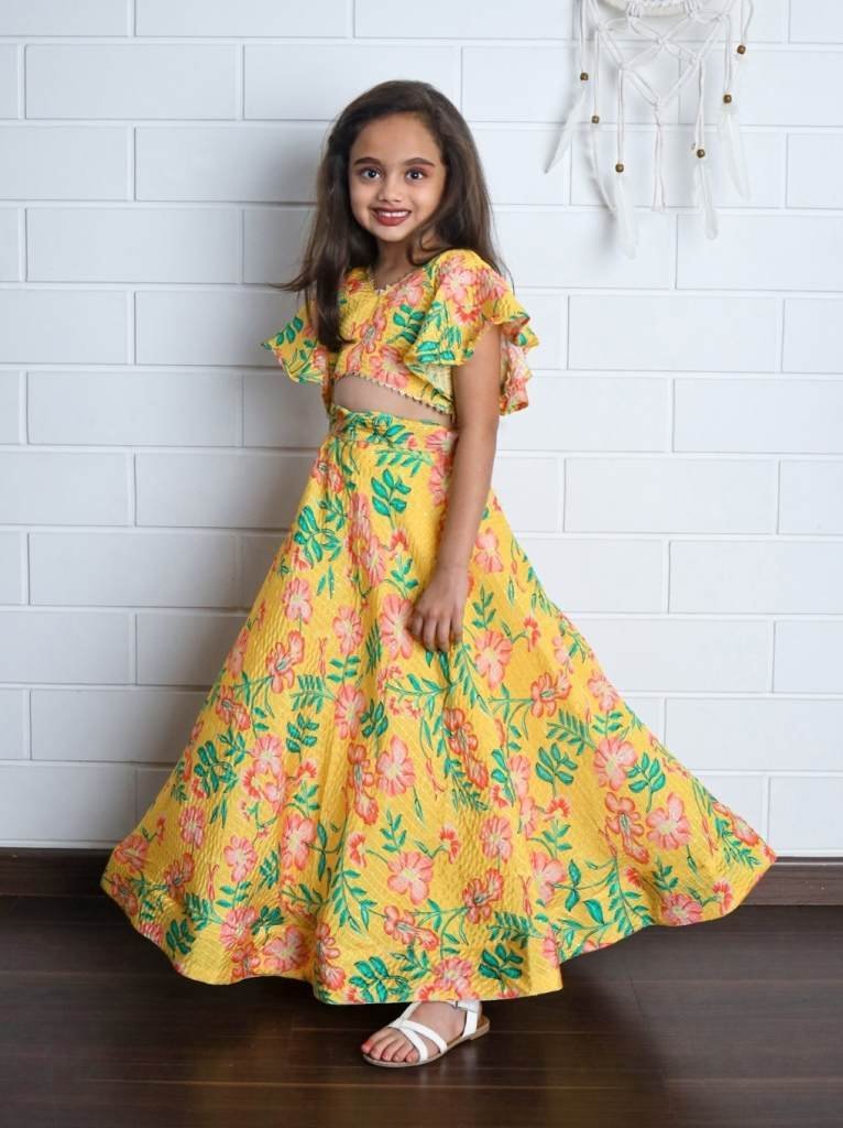 yaana vol 2 by aayaa yellow fl 1712980510 Yaana vol 2 By Aayaa Yellow Floral Digital Print Kids lehenga Choli 203