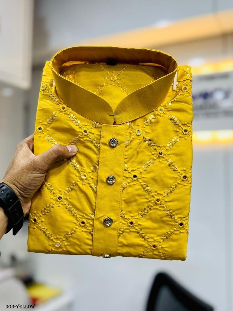 yellow color exclusive mens tr 1717579167 Yellow Color Exclusive Mens Traditional Kurta Collection