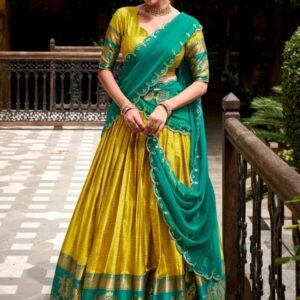 Yellow Color South India Haif Lehenga Saree
