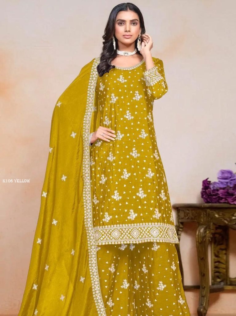 yellow designer sharara set wi 1737110079 Yellow Designer Sharara Set With Embroidery Sequence Design Work