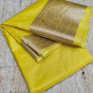 Yellow Kora Organza Banarasi Saree