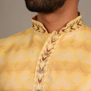 Yellow Morpankh Soft J Card Men kurta with Payjama