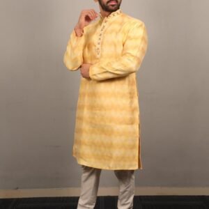 Yellow Stylish Soft Jacquard Silk Kurta Pajama