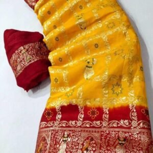 Yellow Wedding Dola Silk Saree