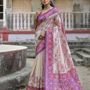 Yogita Purle Patola Printed Tussar Silk Saree